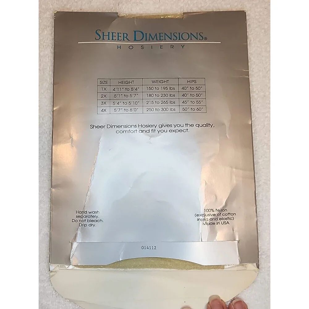Vintage Sheer Dimensions Hosiery Sparkle Sheers Gold Size 4X Nylons